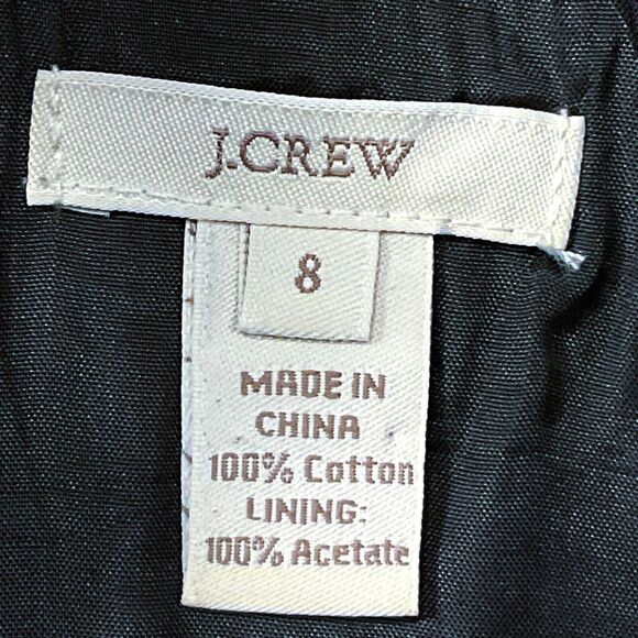 J Crew Womens Dress sz 8 Gray Cream Fit & Flare Lined Cotton Unique Button Back - Picture 6 of 10